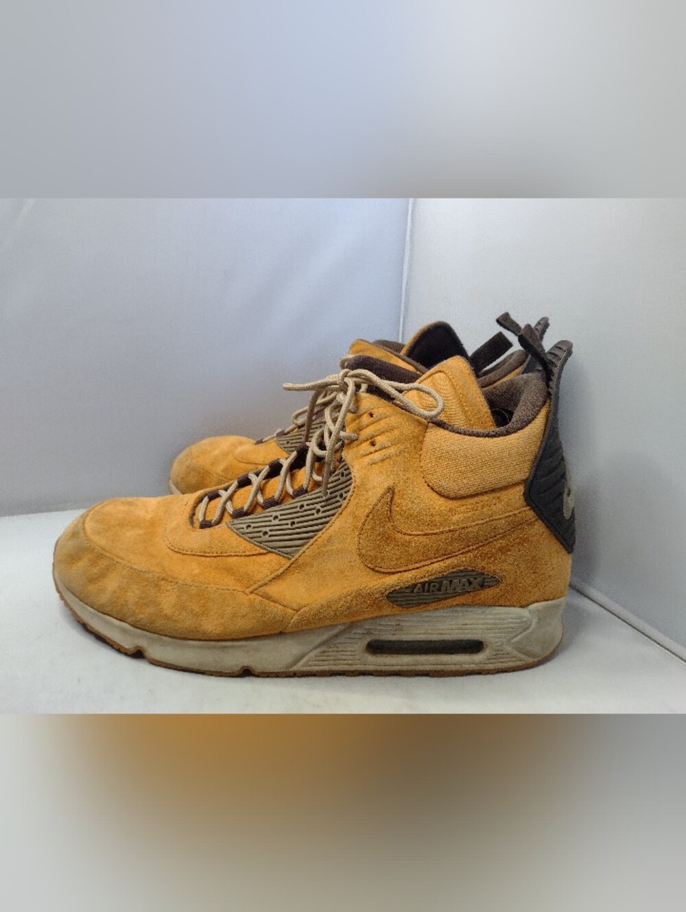 Nike Air Max 90 Sneaker Boots Winter Wheat Suede Size 15 Tan Lace Up